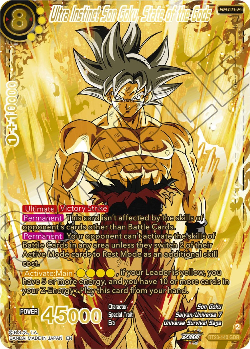 goku god rare card Ultra Instinct Son Goku, State of the Gods (GDR) (BT23-140) [Perfect C