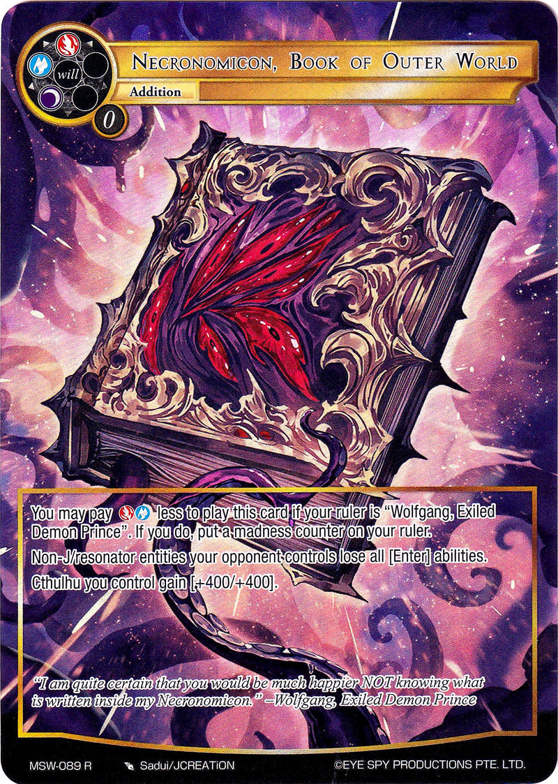 Necronomicon, Book of Outer World (Full Art) (MSW-089) [The Magic Stone War - Zero]