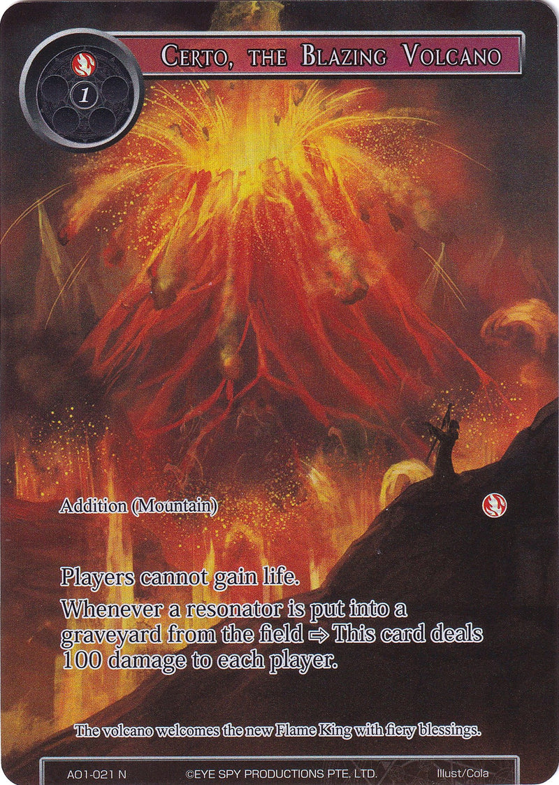 Certo, the Blazing Volcano (Full Art) (AO1-021) [Alice Origin]