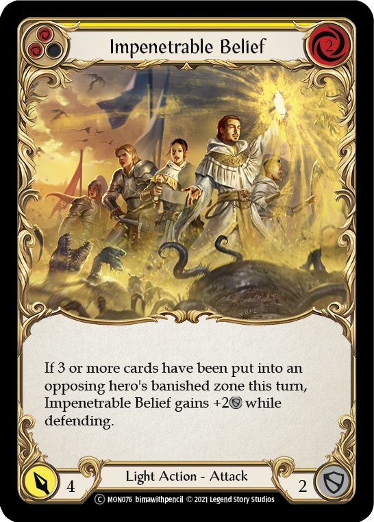 Impenetrable Belief (Yellow) [U-MON076-RF] (Monarch Unlimited)  Unlimited Rainbow Foil