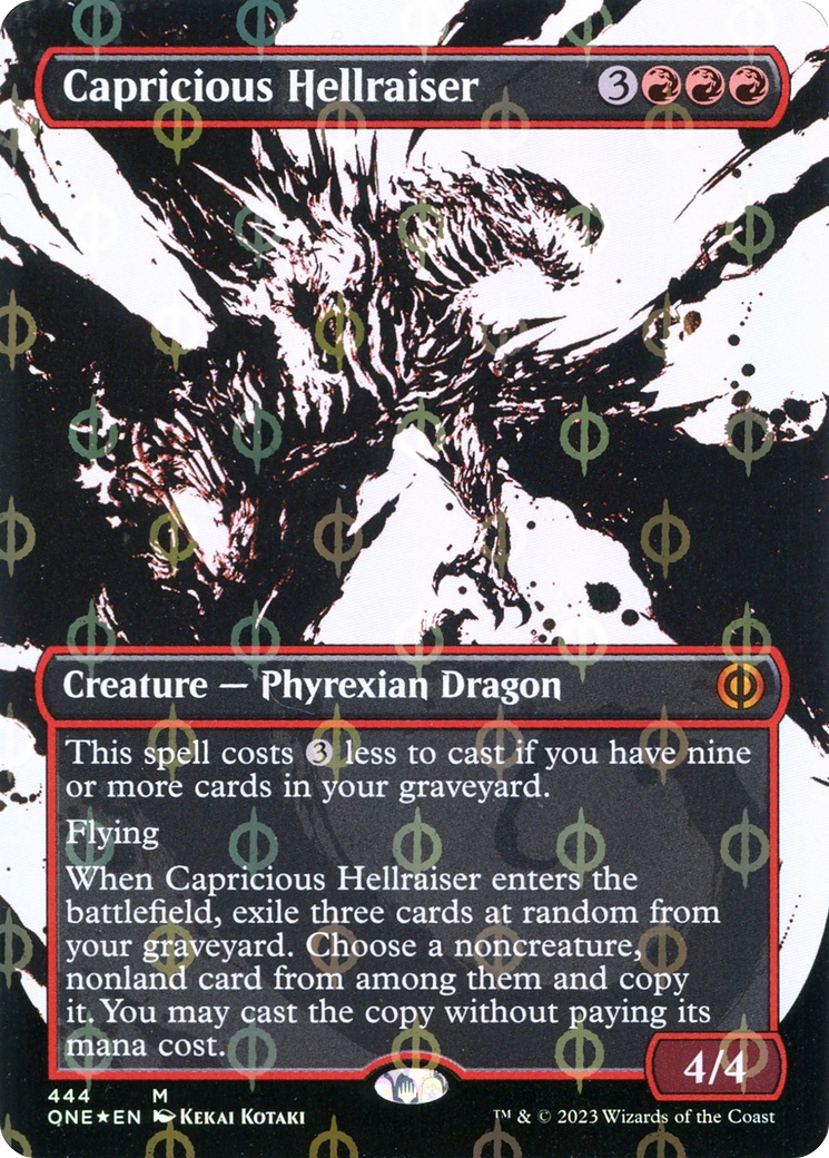 Capricious Hellraiser (Borderless Ichor Step-and-Compleat Foil) [Phyrexia: All Will Be One]