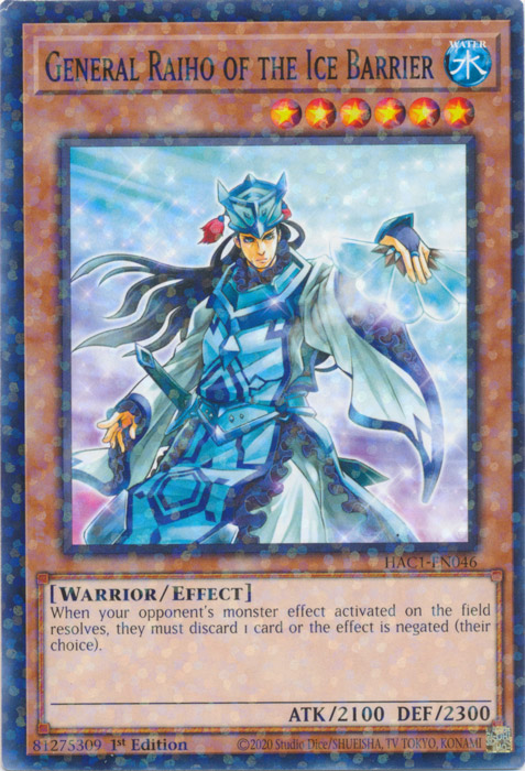 General Raiho of the Ice Barrier (Duel Terminal) [HAC1-EN046] Common