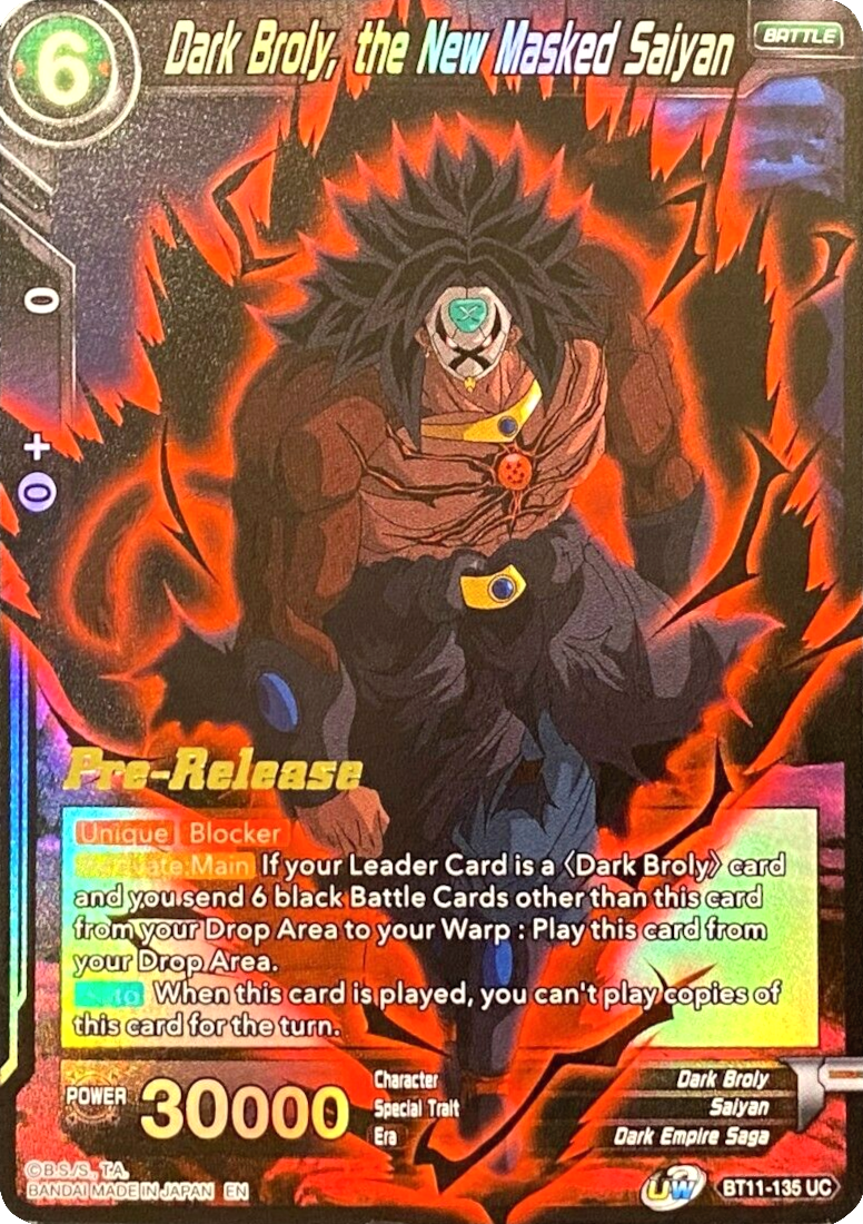 Dark Broly, the New Masked Saiyan (BT11-135) [Vermilion Bloodline Prer Dark Broly, the New Masked Saiyan (BT11-135) [Vermilion Bloodline Prer