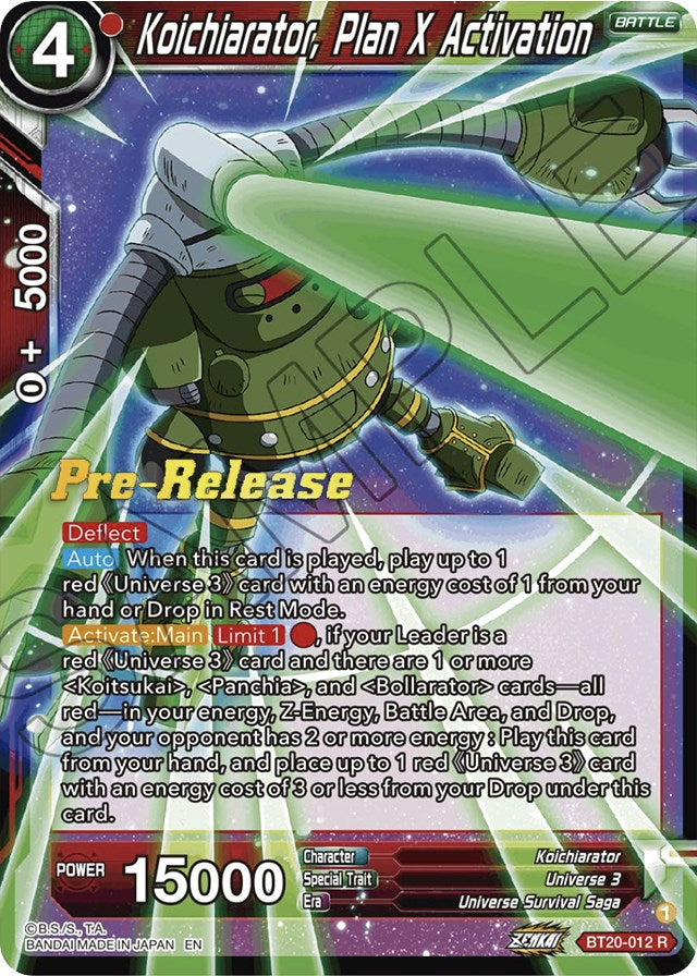 Koichiarator, Plan X Activation (BT20-012) [Power Absorbed Prerelease Promos]