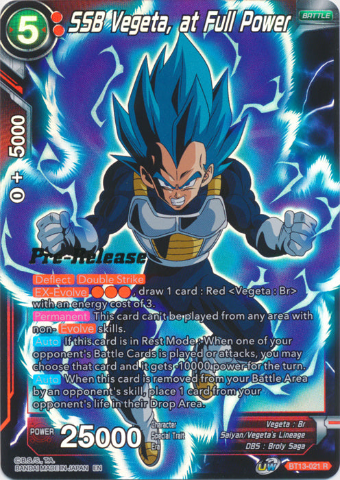 SSB Vegeta, at Full Power (BT13-021) [Supreme Rivalry Prerelease Promos]