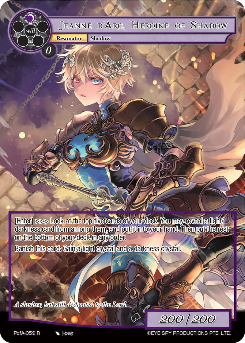 Jeanne D'Arc, Heroine of Shadow (Full Art) (PofA-059) [Alice Origin IV: Prologue of Attoractia]