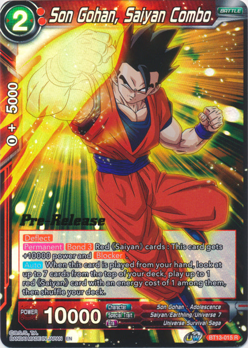 Son Gohan, Saiyan Combo (BT13-015) [Supreme Rivalry Prerelease Promos]