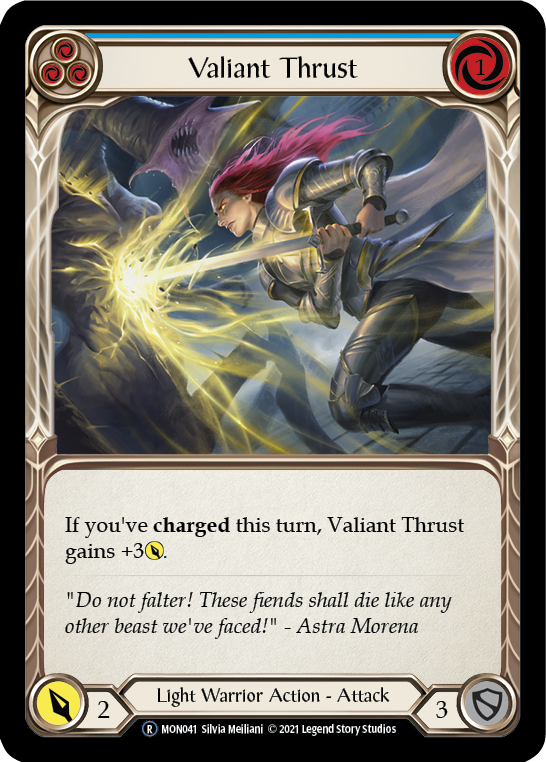 Valiant Thrust (Blue) [U-MON041-RF] (Monarch Unlimited)  Unlimited Rainbow Foil