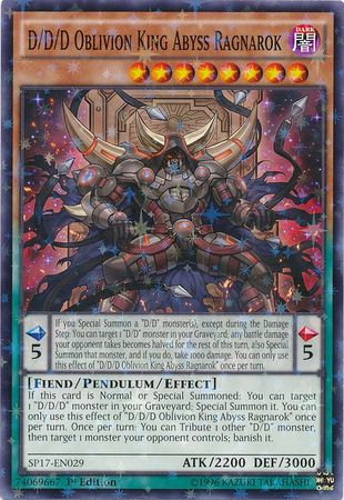 D/D/D Oblivion King Abyss Ragnarok [SP17-EN029] Starfoil Rare