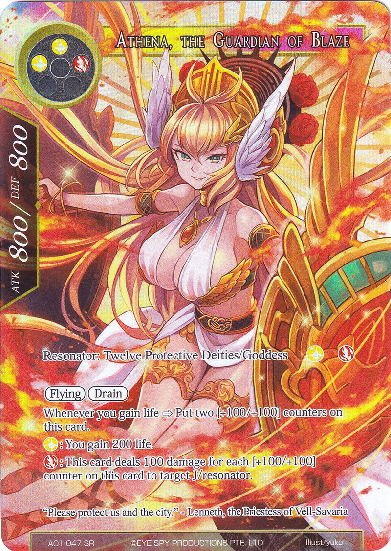 Athena, the Guardian of Blaze (Full Art) (AO1-047) [Alice Origin]