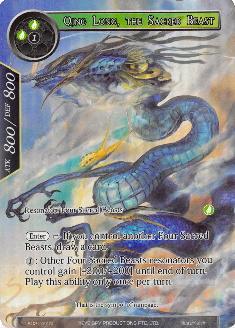 Qing Long, the Sacred Beast (Full Art) (AO2-027) [Alice Origin II]